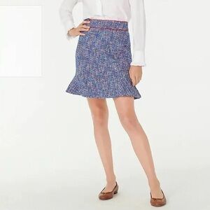 J. Crew | Blue Tweed Trumpet Skirt, 6